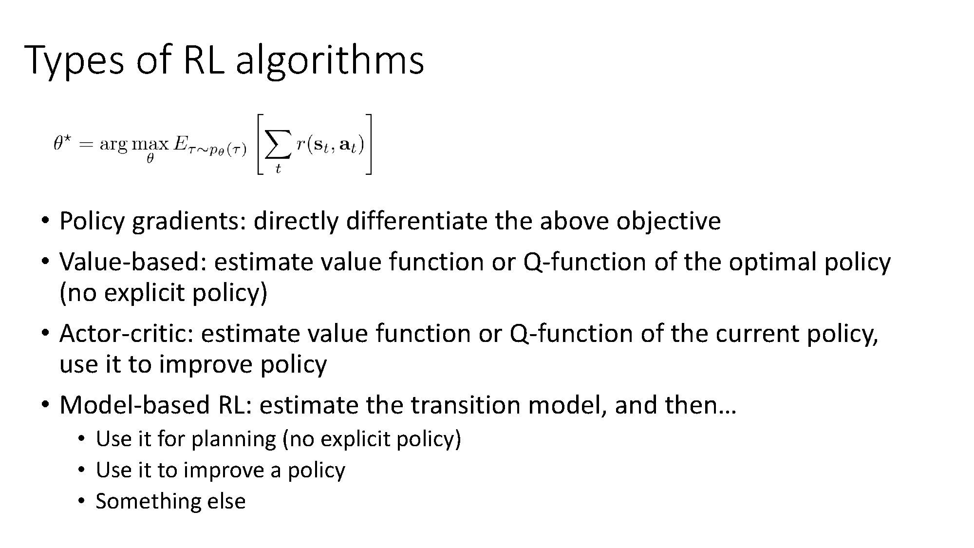 Types of RL Algorithms